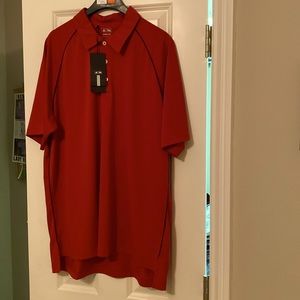 Adidas Short Sleeve Climalite polo. Red with blue piping. Large, NWT